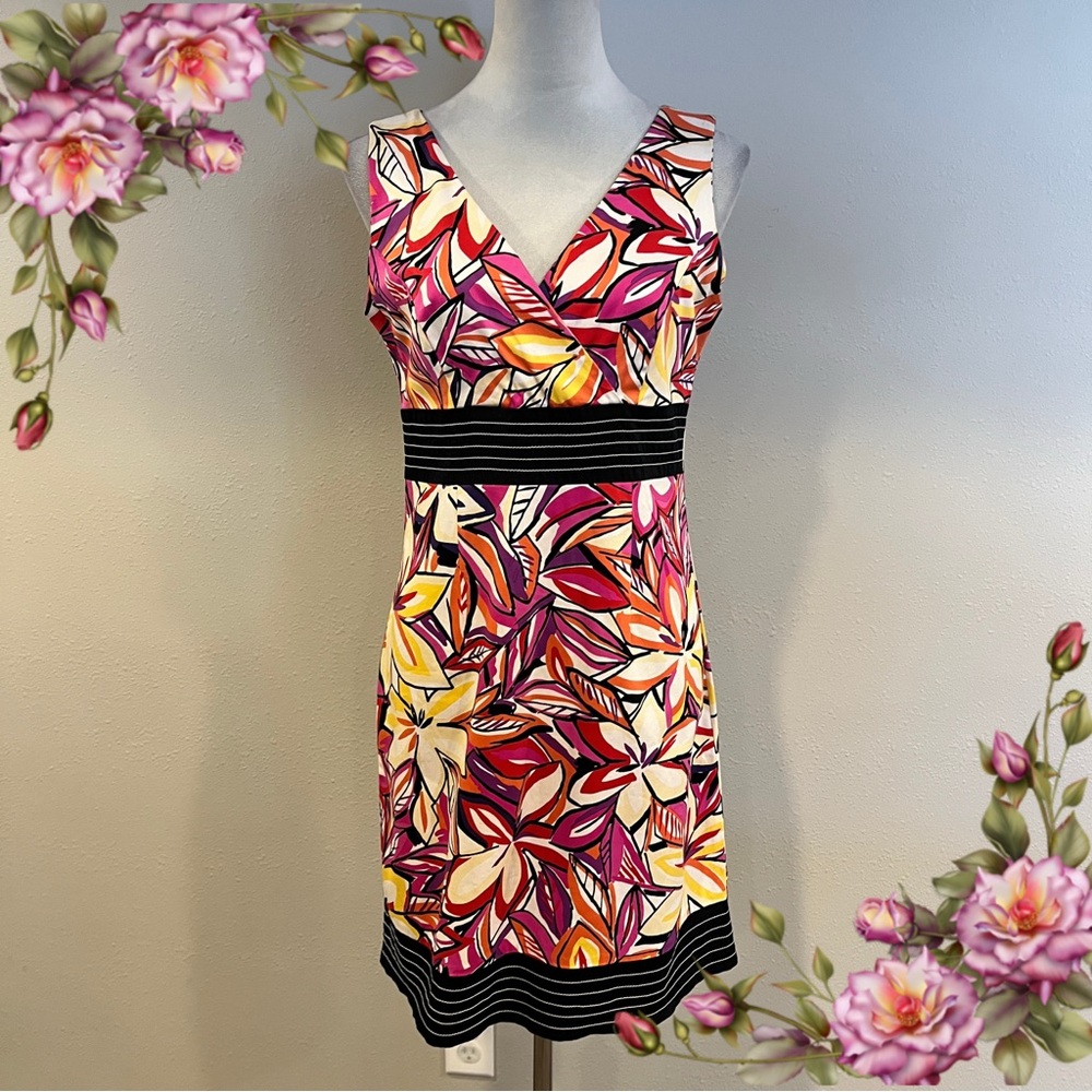 Vintage v-neck sleeveless fitted a-line skater‎ style dress size 6